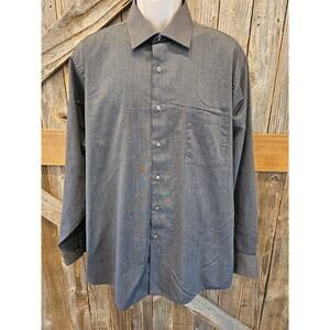 Van heusen size 17-17.5 x 34/35 wrinkle free black striped dress shirt EUC #